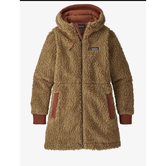 Patagonia Women's Dusty Mesa Parka Sherpa Coat Mid Length in Camel Brown - Small - Picture 1 of 9